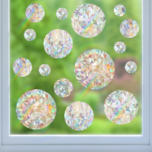 42 Pcs Round Rainbow Prism Window Stickers (6 Count)