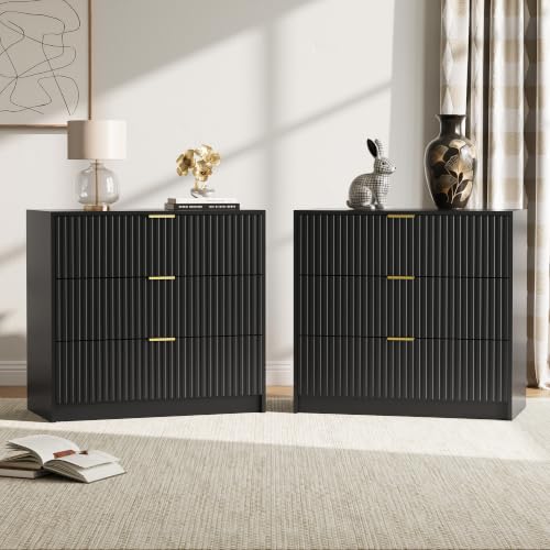 3 Drawer Nightstand Set of 2