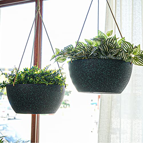 12 Inch 2 Pack Large Hanging Planters for Indoor Outdoor Plants (2 Count)