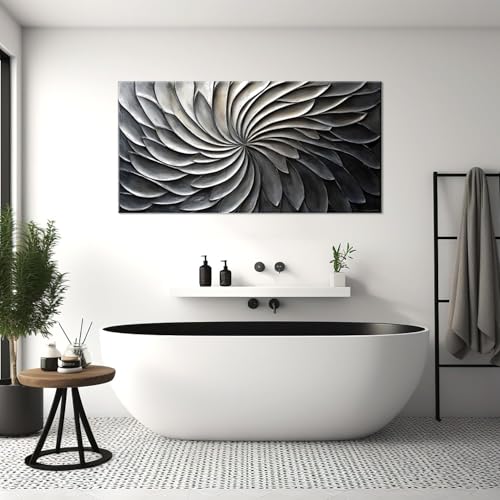 Abstract Black and White Wall Art for Living Room Modern Canvas Print Painting Lines Flower Floral Large Artwork Bedroom Home Office Wall Décor