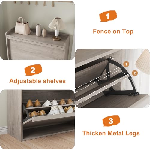 Shoe Cabinet with 3 Flip Drawers