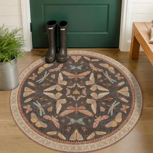 Boho Brown Round Rug 5ft (19.63 Sq Ft)