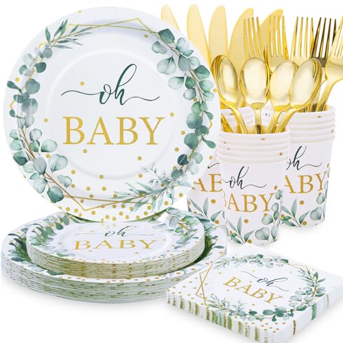 140PCS Sage Green Baby Shower Decorations for Boy