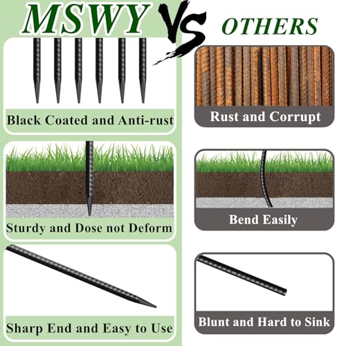 Rebar Stakes 16 Inch 20 Pack Heavy Duty Ground Anchors with Chisel Point End Long Straight Steel Tent Stakes 3 (20 Count)