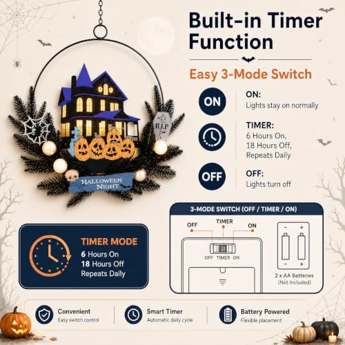 Halloween Wreath with Lights
