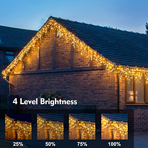 Christmas Icicle Lights Outdoor Decorations 1008 LED 98.4 FT Icicle String Lights with 189 Drops