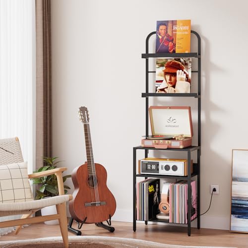 Record Player Stand with Vinyl Storage (5 Count)