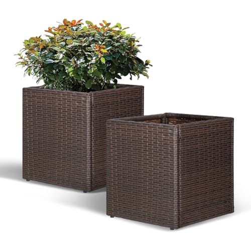 Set of 2 Large Square Planter with Removable Liner (2 Count)