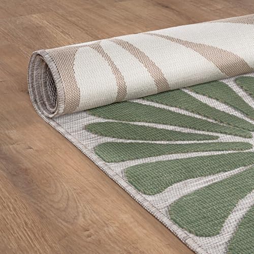Outdoor Rug 5x7 Modern Floral Tropical Area Rugs for Outdoor and Indoor Patio Easy to Clean Non Shedding Living Room Porch Garden Washable Outside Carpet (35 Sq Ft)