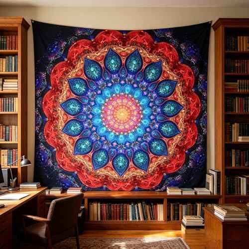 Blacklight Mandala Tapestry for Bedroom