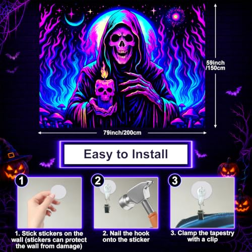 Halloween UV Tapestry Grim Reaper Backdrop 78 x 59 Inch
