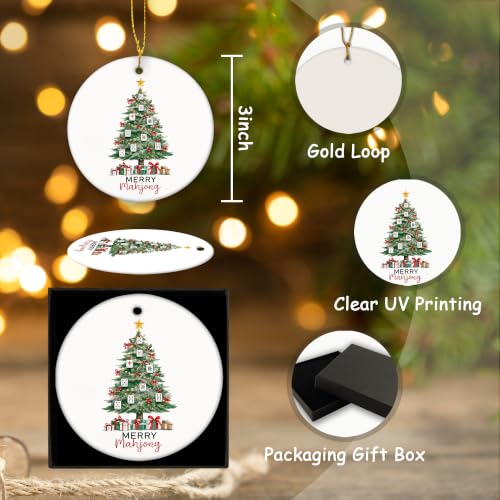 Red and Green Christmas Mahjong Tree Ceramic Ornament Gifts