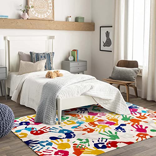 Handprints and Footprints Large Kids Rug 5'x7'