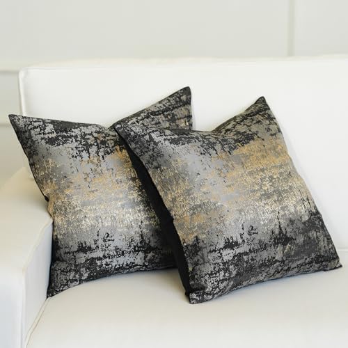 Pack of 2 Gold Splashed Industrial Modern Throw Pillow Covers 20x20