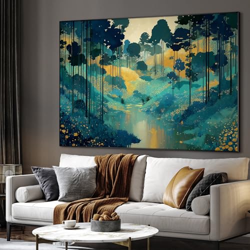 46"x60" Extra Large Framed Wall Art Whimsical Fantasy Forest