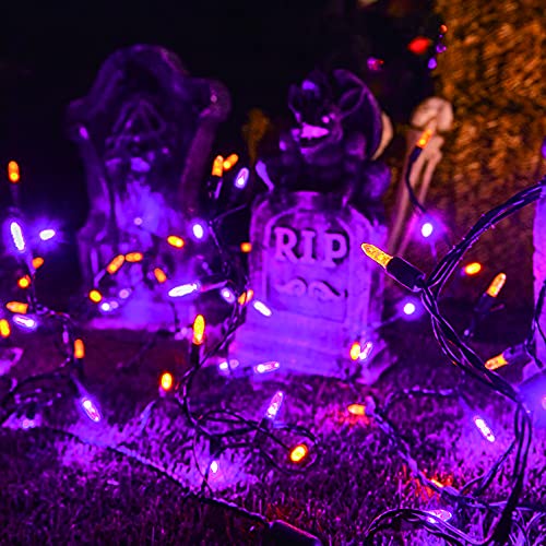 Purple and Orange Halloween Lights Battery Operated (16 Foot)