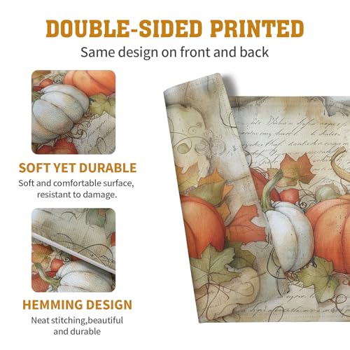 Fall Pumpkin Maple Leaf Placemats Set of 4 (4 Count)