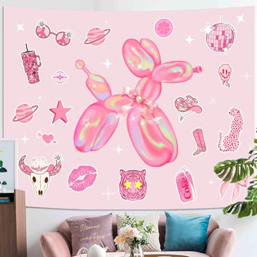 Y2K Tapestry Pink Dog Wall Tapestry