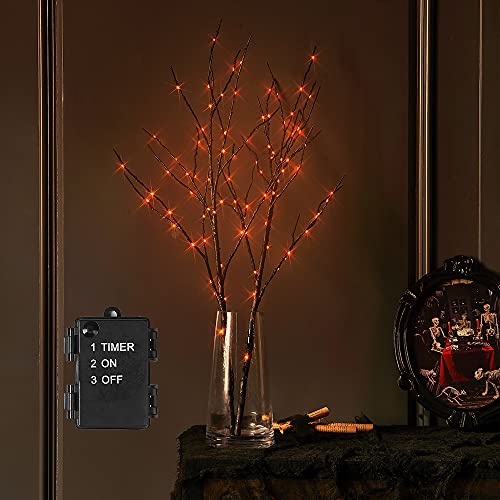 Halloween Tree Branch Lights 32IN 100 Orange LED with Timer