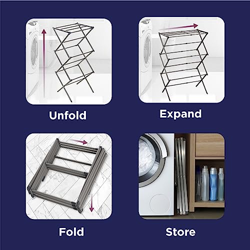 3 Tier Expandable Collapsing Foldable Laundry Rack for Air Drying Clothing