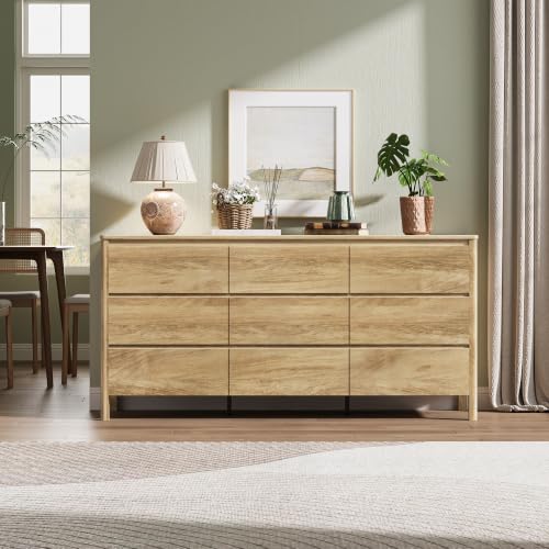Oak 9 Drawer Dresser for Bedroom