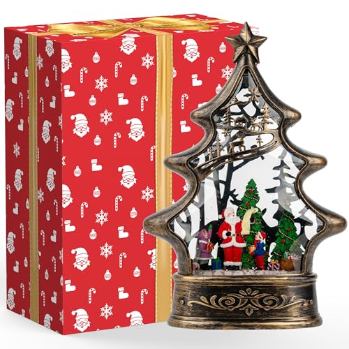 Musical Snow Globe Christmas Tree Lantern Lighted Santa List Christmas Snow Water Lantern Swirling Glittering Home Decoration and Gift
