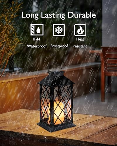 2 Pack 13'' Black Solar Lanterns
