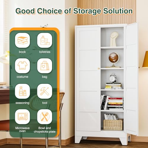 71" H Metal Storage Cabinet with 2 Doors and 4 Shelves