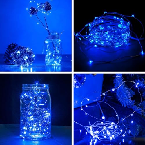 3 Pack Fairy Lights Battery Operated with Remote Xmas Twinkle Lights Blue (3 Count)