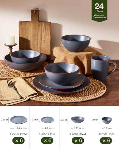 Venus Stoneware Dinnerware Sets with Pasta Bowls (24 Count)