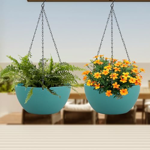 12 inch Large Hanging Planters for Indoor Outdoor Plants (2 Count)
