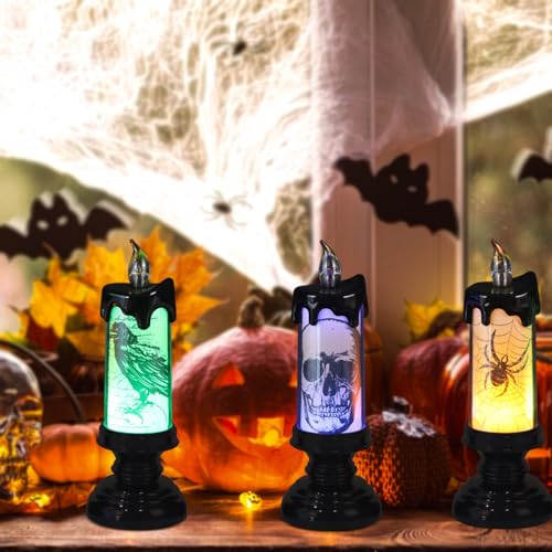 Halloween Flameless Candles Battery Operated with Remote Timer (3 Count)