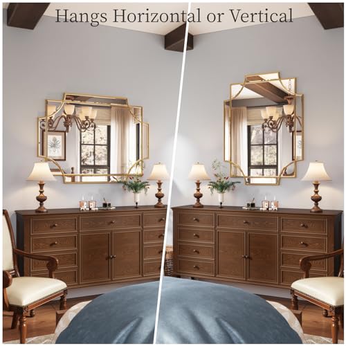 32"x48" Gold Foil Scalloped Edge Decorative Vanity Wall Mirror