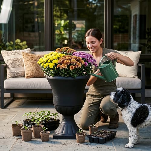 Garden 2 Pack Plastic Urn Planters for Outdoor Plants (2 Count)
