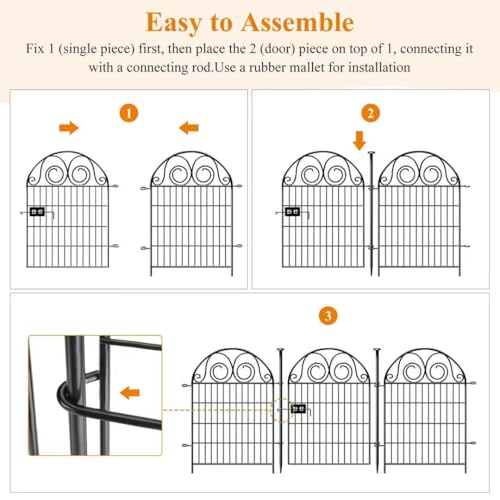 Tall Garden Animal Barrier Fence with Gate (54 Sq Ft)
