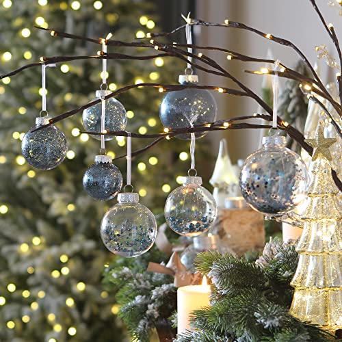 16 Pack Clear Christmas Ball Ornaments with Fillers (16 Count)