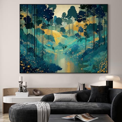 46"x60" Extra Large Framed Wall Art Whimsical Fantasy Forest