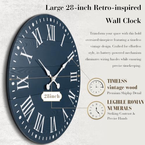 Large Wall Clock with Roman Numeral