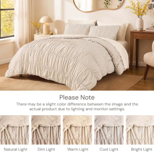 Tan Gingham King Size Comforter Set