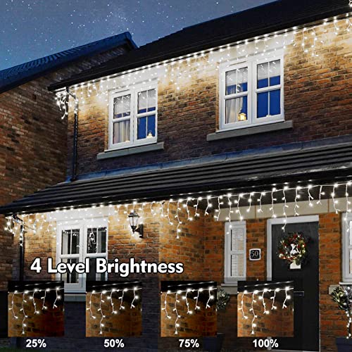 Icicle Christmas Lights Outdoor Decorations 640 LED 65.6 FT 8 Modes LED Icicle String Light with 120 Drops