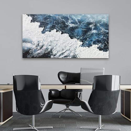 Blue White Wall Art Abstract Canvas Wall Pictures for Living Room 20"x40"