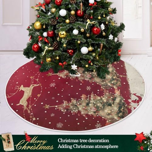 48 Inch Christmas Tree Skirt With Reindeer