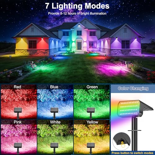 Solar Spot Lights Outdoor Color Changing (8 Count)