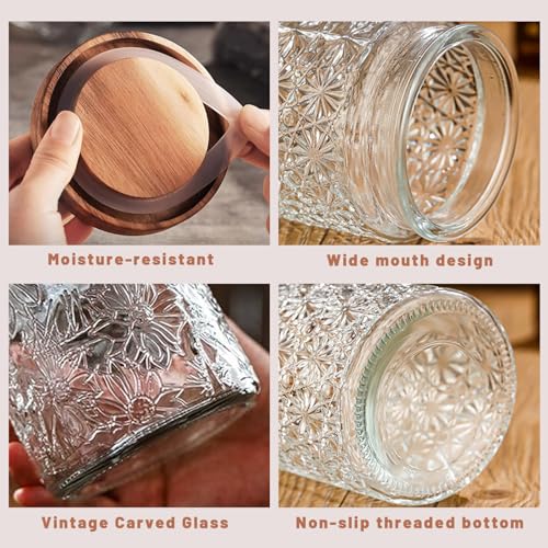 Vintage Glass Jars with Wooden Lids