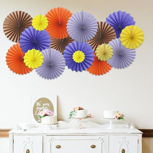 Purple Party Decorations Purple Paper Fans Bulk 16inch DIY Set