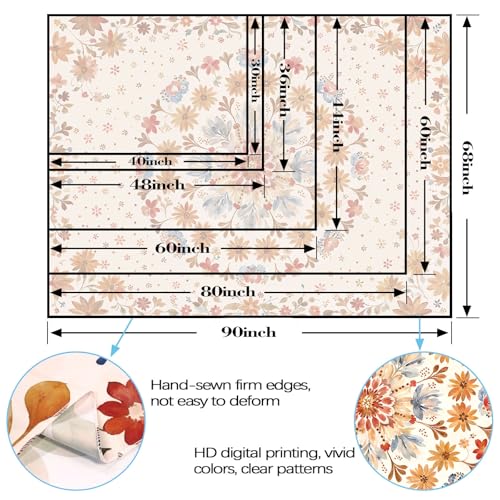 Boho Floral Mandala Tapestry Wall Hanging Watercolor Bohemian Flower Medallion Tapestry Aesthetic Beige Orange Hippie Indian Small Tapestries for Bedroom Living Room Dorm Decor 60 x 44 Inch