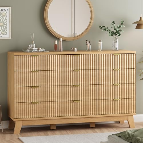 Fluted Dresser for Bedroom with 12 Drawers