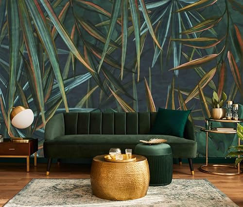 Dark Green Leaf Wallpaper Tropical Abstract Leaves Wall Mural