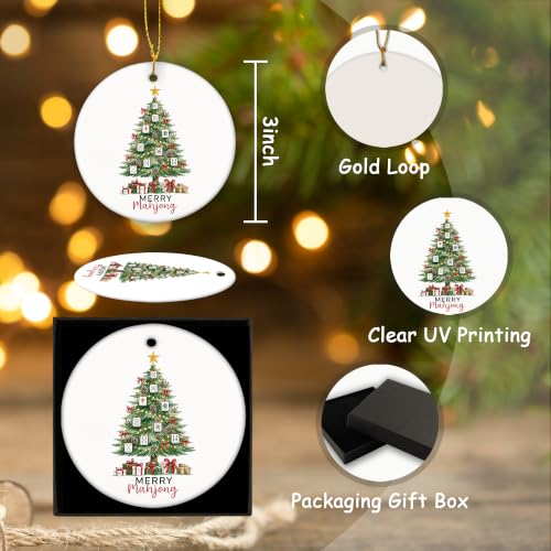 Pinecone Rustic Mahjong Christmas Tree Ceramic Ornament Gifts