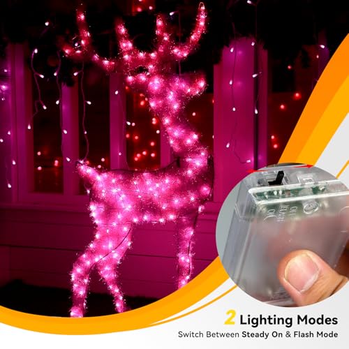4 Pack Pink Fairy Lights Battery Operated